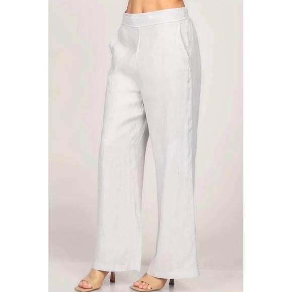 NEW M.RENA straight leg linen pant in wind chime - Picture 1 of 3
